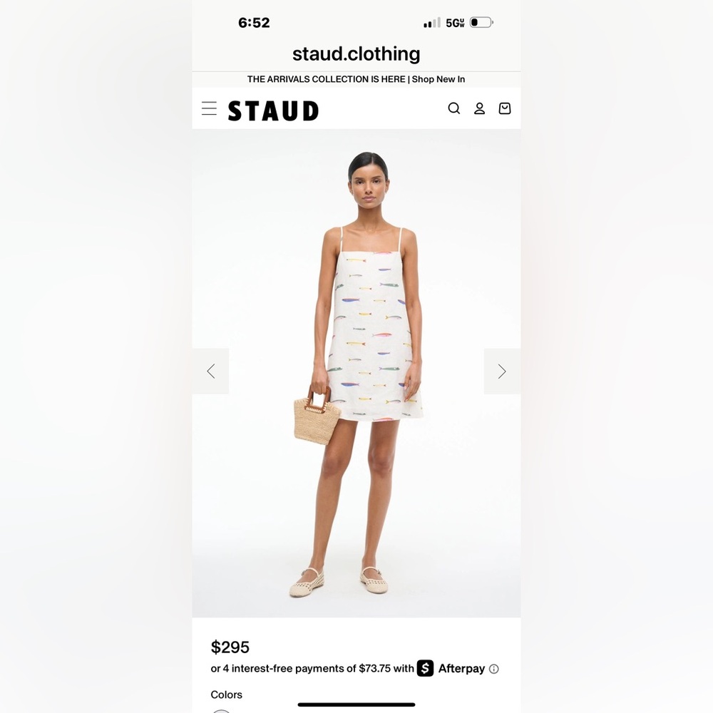 NWT, STAUD  White Multicolor sardine sundress :NWT